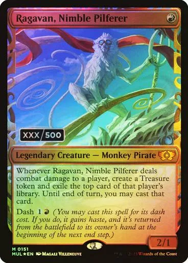 Ragavan, Nimble Pilferer Magic: The Gathering card, featuring a monkey pirate.