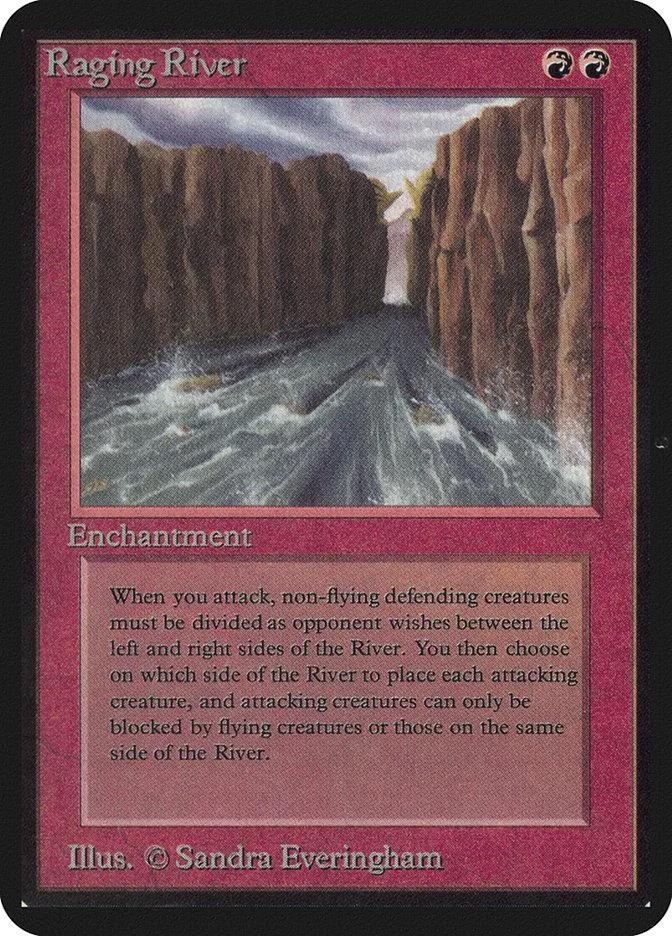 Magic: The Gathering "Raging River" card art showing a river between canyon walls.