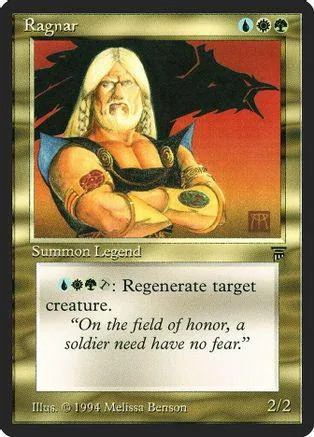 Card art of a blonde warrior with a beard, holding a shield and weapon.
