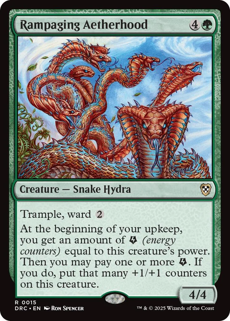 Red and orange multi-headed snake creature on a Magic: The Gathering card.