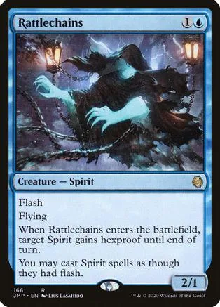 Dark, shadowy spirit creature card with blue and black tones.