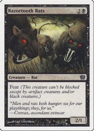 Black rats with glowing red eyes on a Magic: The Gathering card.