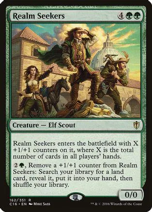 Elf scout creature card art featuring a man in armor and a woman in a dress.