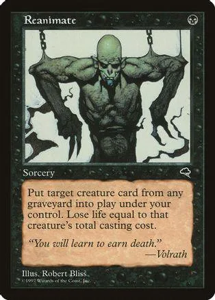 Green, muscular figure on a black and white Magic: The Gathering card.