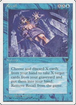 Magic: The Gathering "Recall" card, purple and blue art, standard card frame.