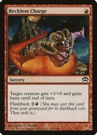 Card art depicts a muscular figure in orange, charging through a rocky landscape.