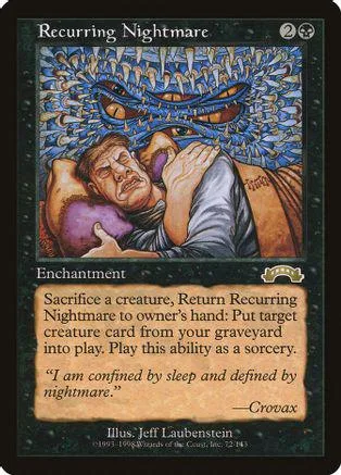 Card art depicts a man in bed under a swarm of blue, monstrous shapes.