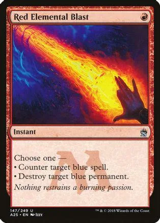 Red Elemental Blast Magic: The Gathering card, fiery blast art, instant spell.