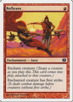 Card art depicts two figures in action against a fiery, orange background.