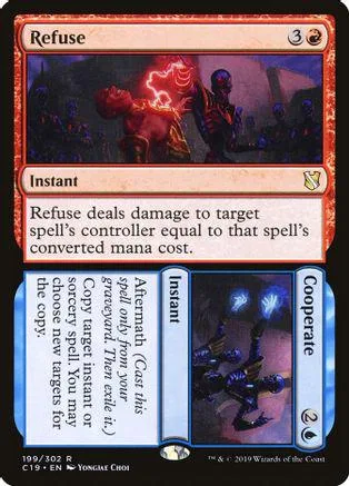 Magic: The Gathering card, Refuse, dark fantasy art, black and red tones.