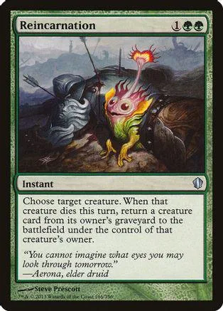 Fantasy creature with fiery head on dark, earthy landscape. Magic: The Gathering card.