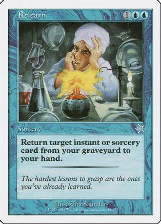 Sorcery card featuring a man in a turban surrounded by glowing potion bottles.