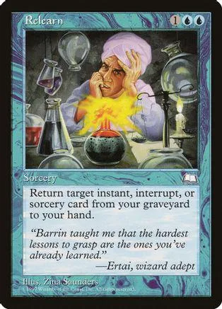 Wizard with glowing fire in a purple-toned Magic: The Gathering card.
