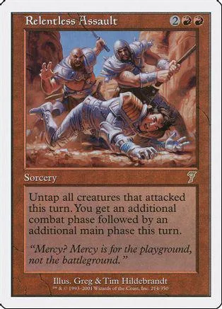Card art depicts warriors fighting in a rocky, brown landscape. Sorcery card.
