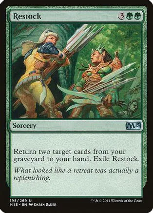 Green fantasy scene with two figures wielding arrows on a Magic: The Gathering card.