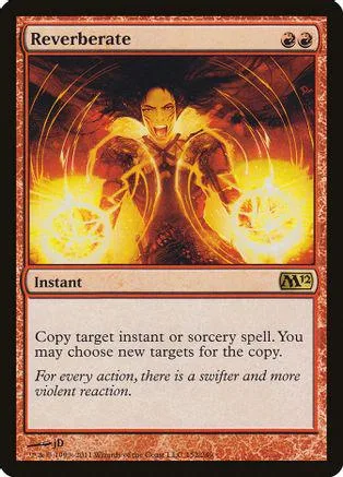 Card art depicts glowing figure with fiery aura. Instant spell card.