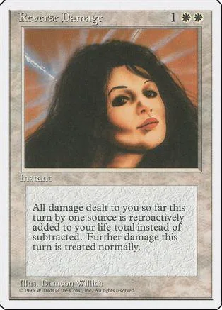Card featuring a woman's portrait, black hair, against a reddish-orange background.