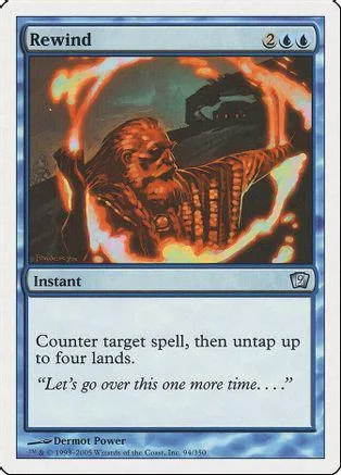 Card art shows bearded man engulfed in orange and red flames. Blue and white card frame.