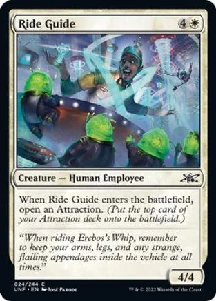 Green-clad human figure on a card art background, creature type, 4/4 stats.