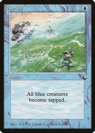 Blue and green fantasy scene on a Magic: The Gathering card.