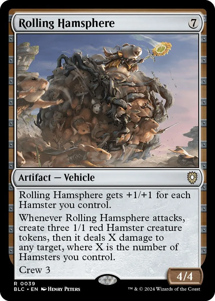 Card art depicts a large pile of hamsters on a rocky landscape.