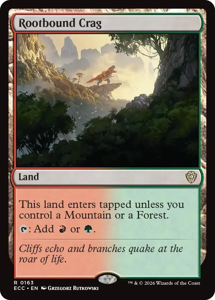 Green and brown landscape art on a Magic: The Gathering land card.