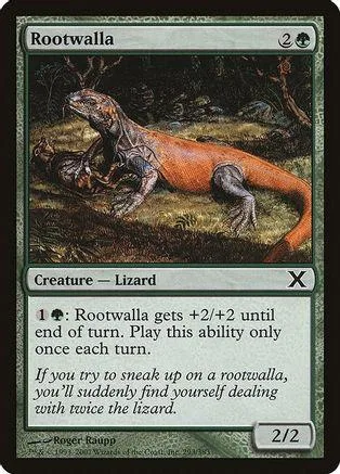 Orange lizard creature card art, showing a large lizard in a dark, wooded environment.