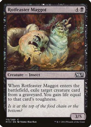 Large, pale insect creature on dark, earthy background. Magic: The Gathering card.