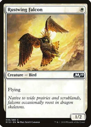 Dark bird flying over golden landscape on a collectible card.