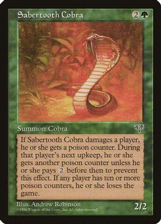 Sabertooth Cobra Magic: The Gathering card art of a coiled snake.