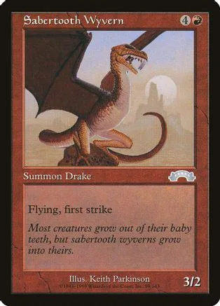 Brown dragon creature on card art, showing wings and tail.