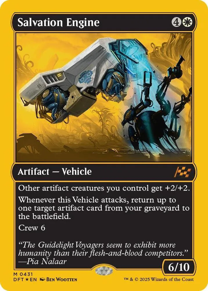 Silver and blue spaceship attacking dark mechanical creatures on a yellow background.