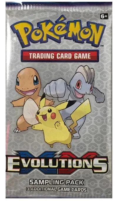 Pokémon Trading Card Game Evolutions Sampling Pack featuring Pikachu and other Pokémon.