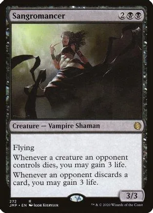 Card art depicts a figure riding a dark creature. Creature type: Vampire Shaman.