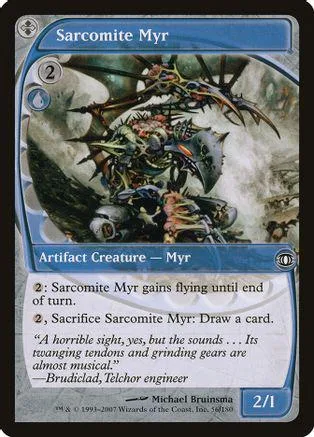 Metal creature on card art. Blue and black border. Card is in good condition.