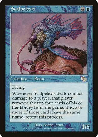 Blue and pink flying creature on a Magic: The Gathering card.