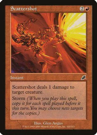 Card art depicts fiery, metallic figures against a bright, orange background.