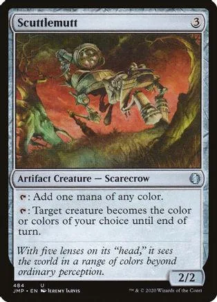 Scuttlemut card art: creature in dark, fiery forest. White border, 3 mana cost.