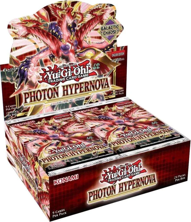 Red and black Yu-Gi-Oh! Photon Hypernova booster box packaging.