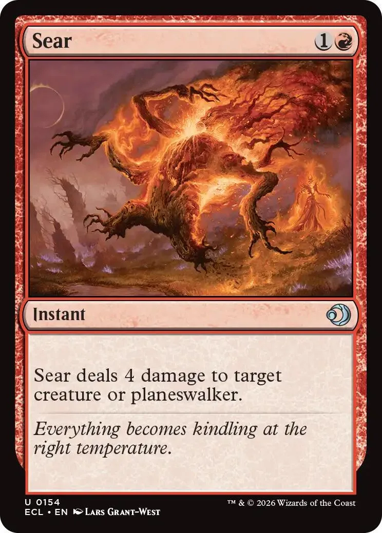 Card art shows fiery, monstrous tree in a desolate, orange landscape.