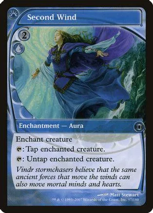 Blue and purple card art depicts a flowing figure in a dramatic, windswept scene.