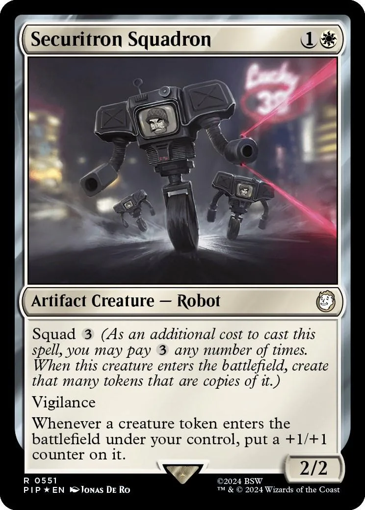 Robot creature card, black and grey, featuring a mechanical figure.
