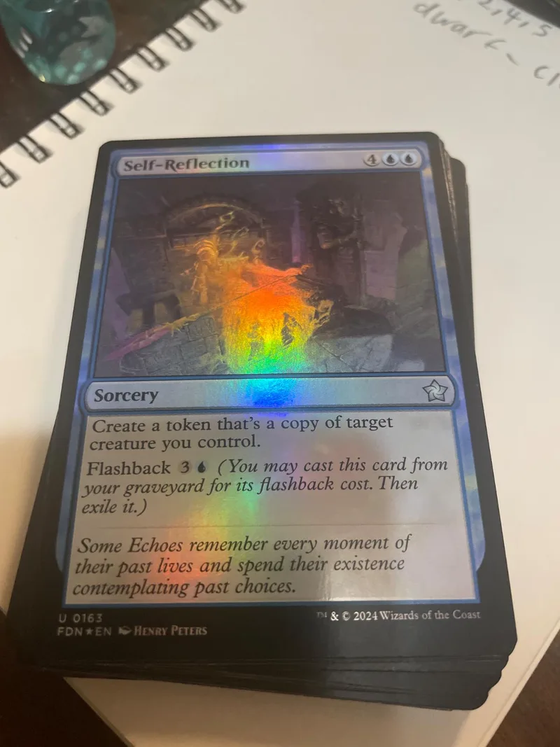 Magic: The Gathering card, Self-Reflection, purple and orange art.