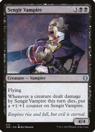 Vampire creature card art: pale, monstrous figure in dark purple robes.