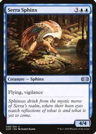 Sphinx creature card art: orange and brown bird-like creature in a forest.