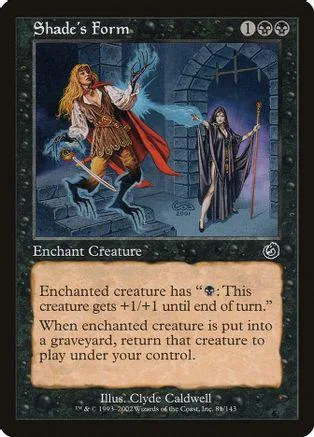 Card art shows two figures in a dark, gothic setting. Enchanted creature card.