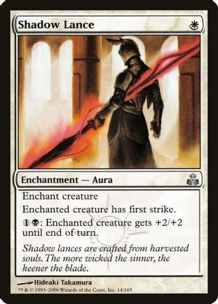 Dark figure in cloak wielding glowing sword on a fantasy card.