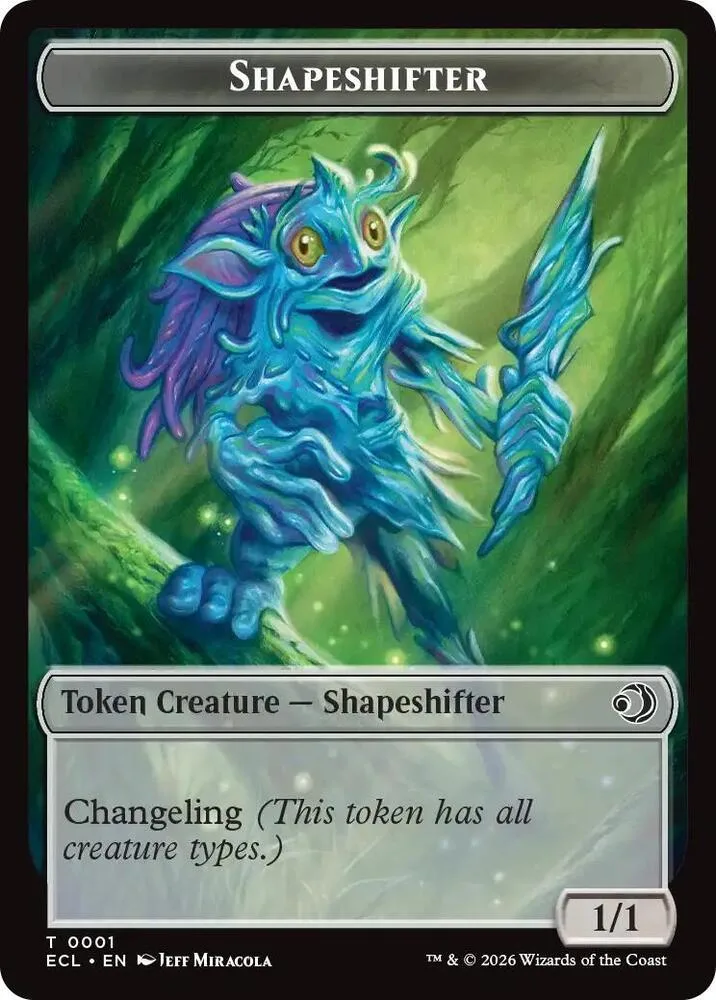 Blue, furry creature token art on a Magic: The Gathering card.