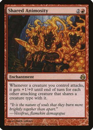 Orange and black card art featuring a fiery, monstrous creature. Enchantment card.