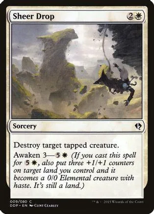 Magic: The Gathering card, Sheer Drop, featuring a dark creature in a rocky landscape.